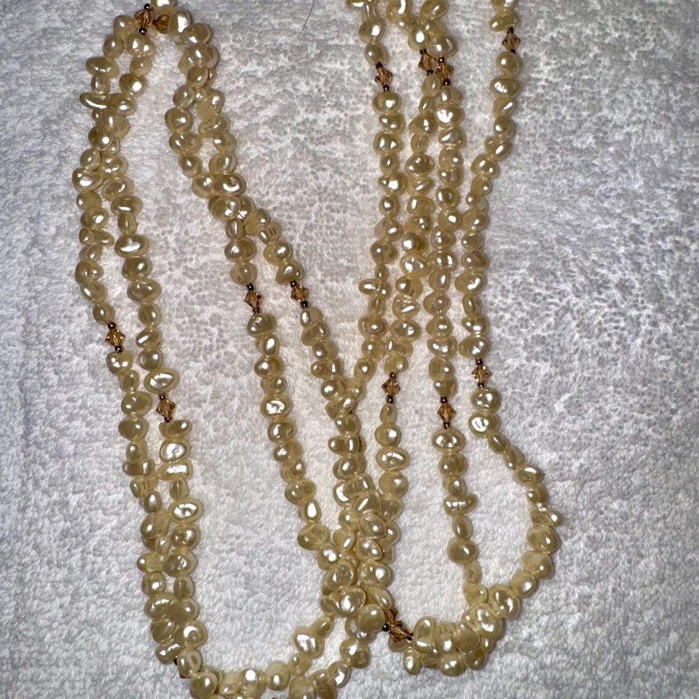 Elegant 56” (doubled is 28”) Elegant Gold Pebble Necklace